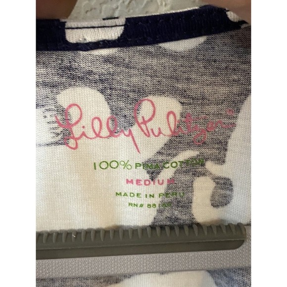 Lilly Pulitzer Womens Eliza TShirt Dress Blue White Pima Cotton Tusk in Sun Sz M - Picture 3 of 8